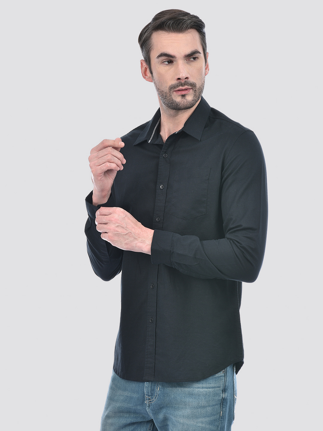 Numero Uno Men Solid Black Shirt
